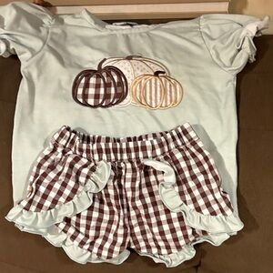 Kids Pumpkin Patch Matching Set - Mint and Brown